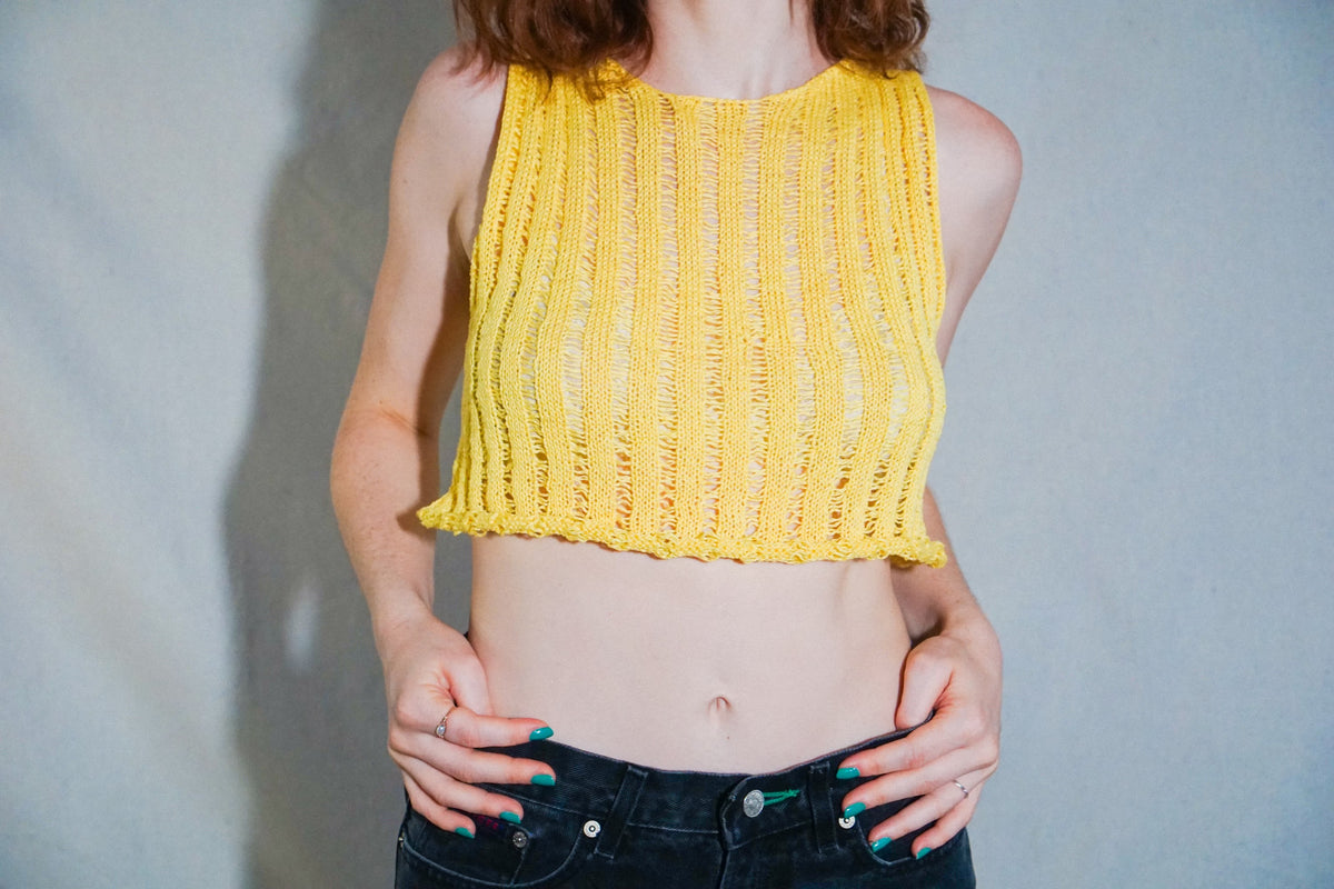CROP RIBBED TANK - YELLOW