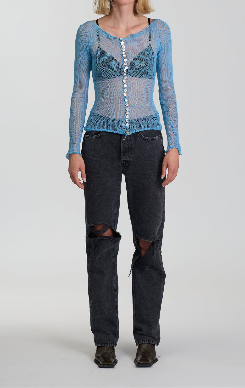 SHEER CARDIGAN - BLUE