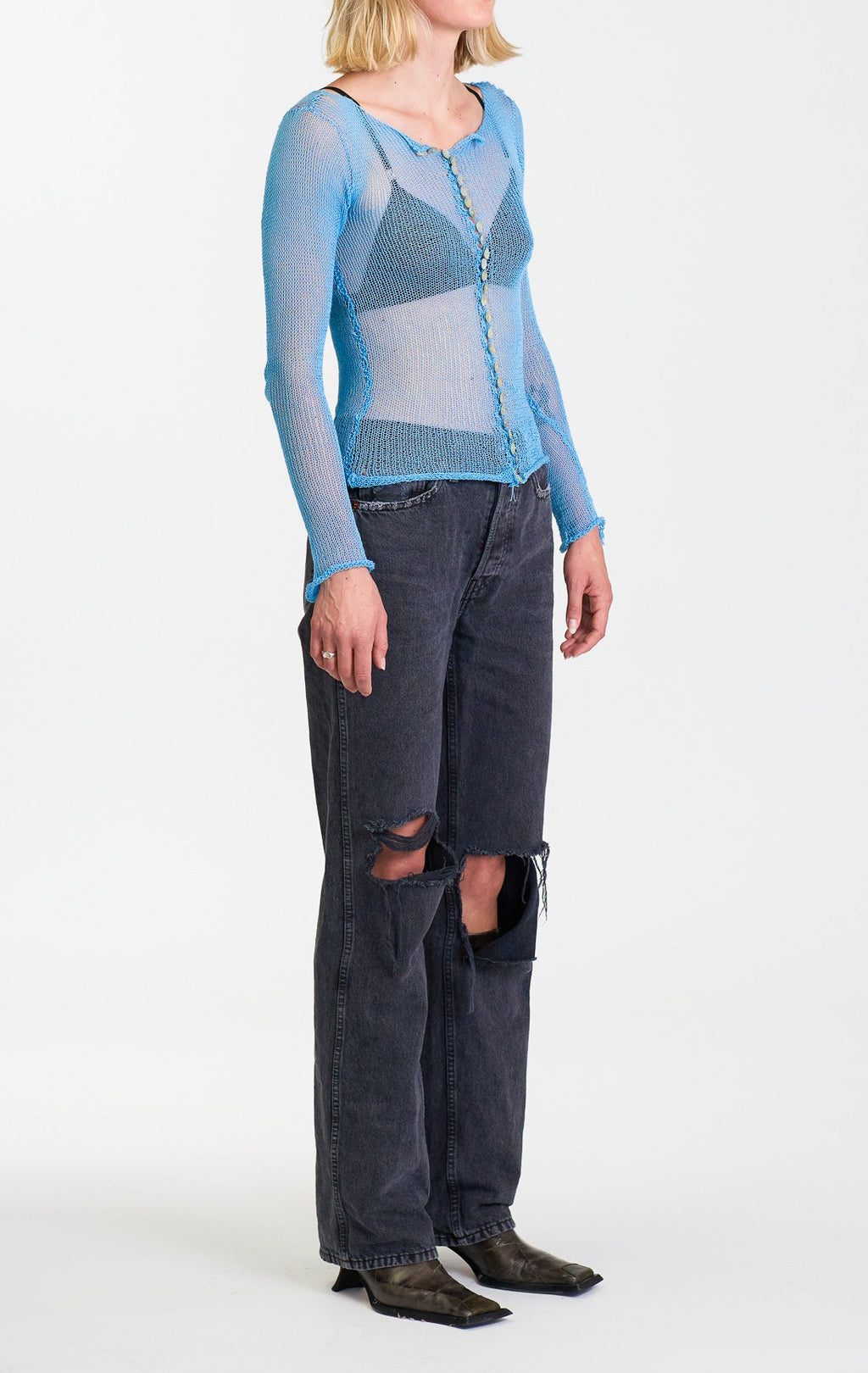 SHEER CARDIGAN - BLUE