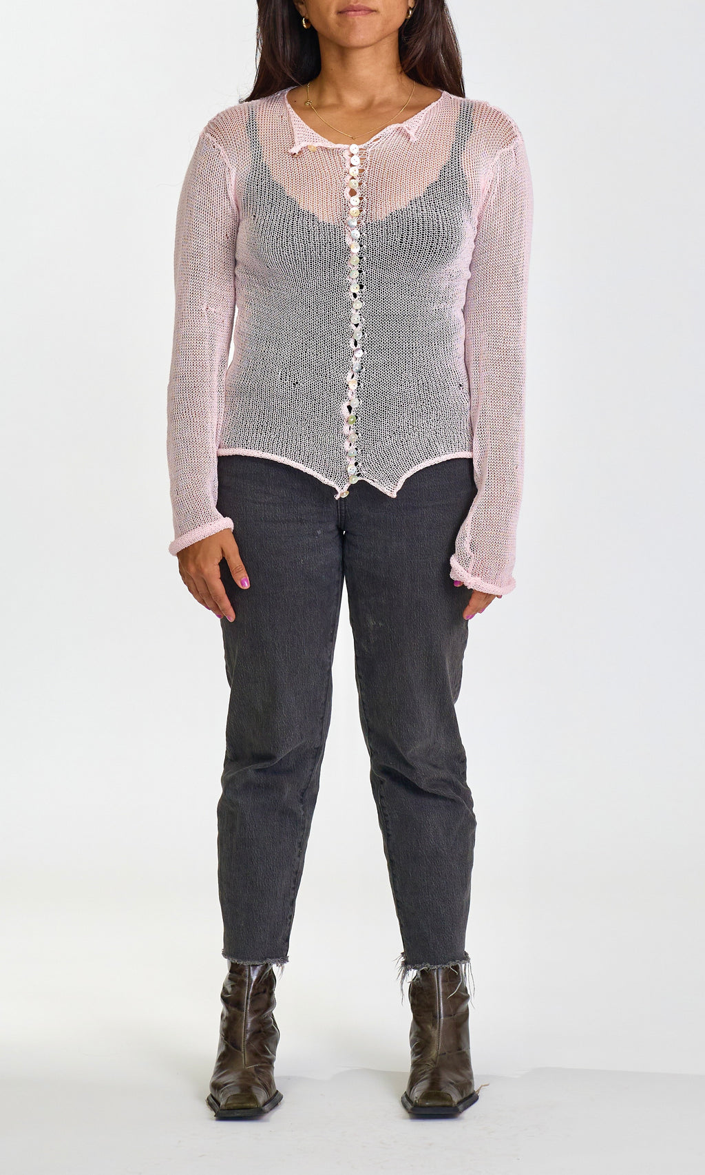 SHEER CARDIGAN - PINK