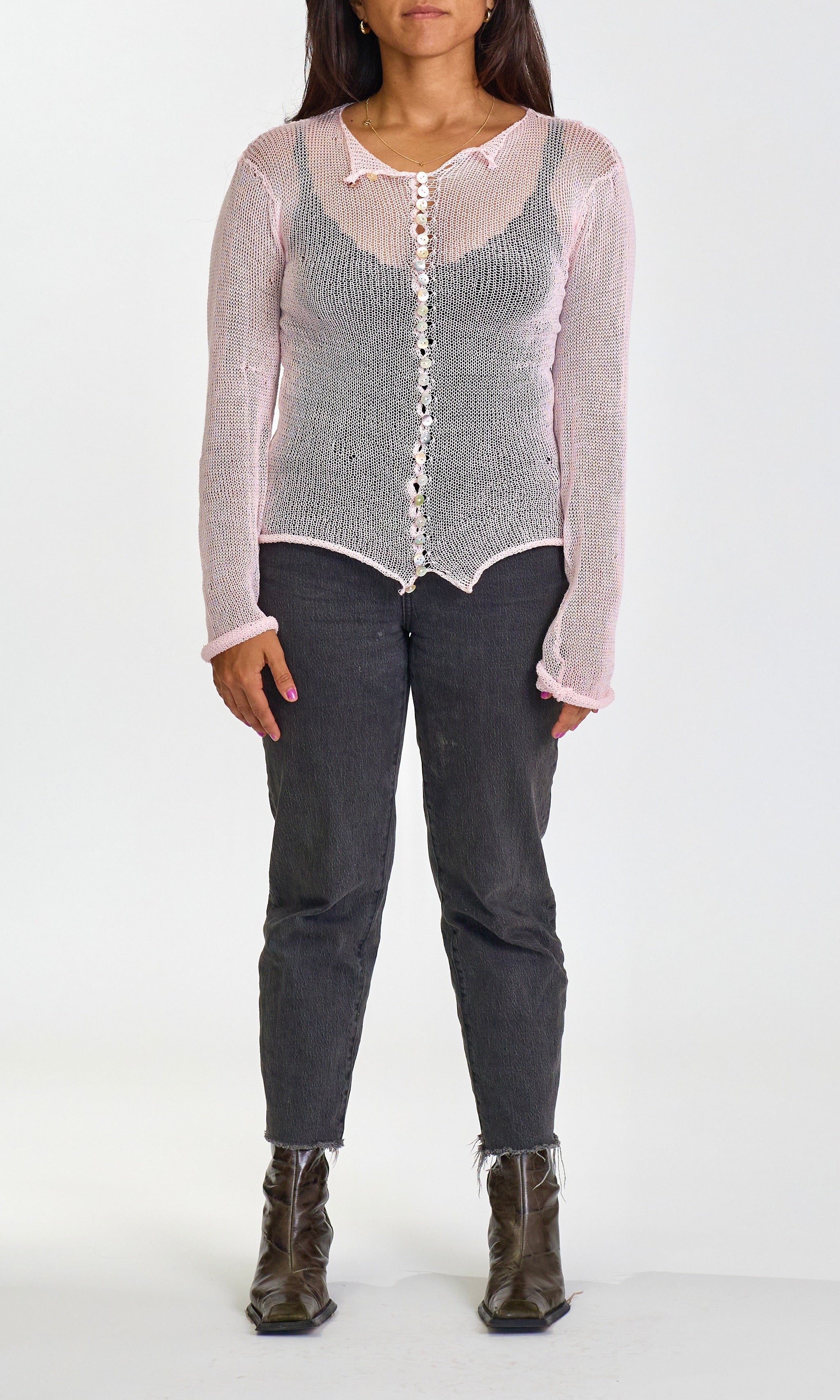 SHEER CARDIGAN - PINK