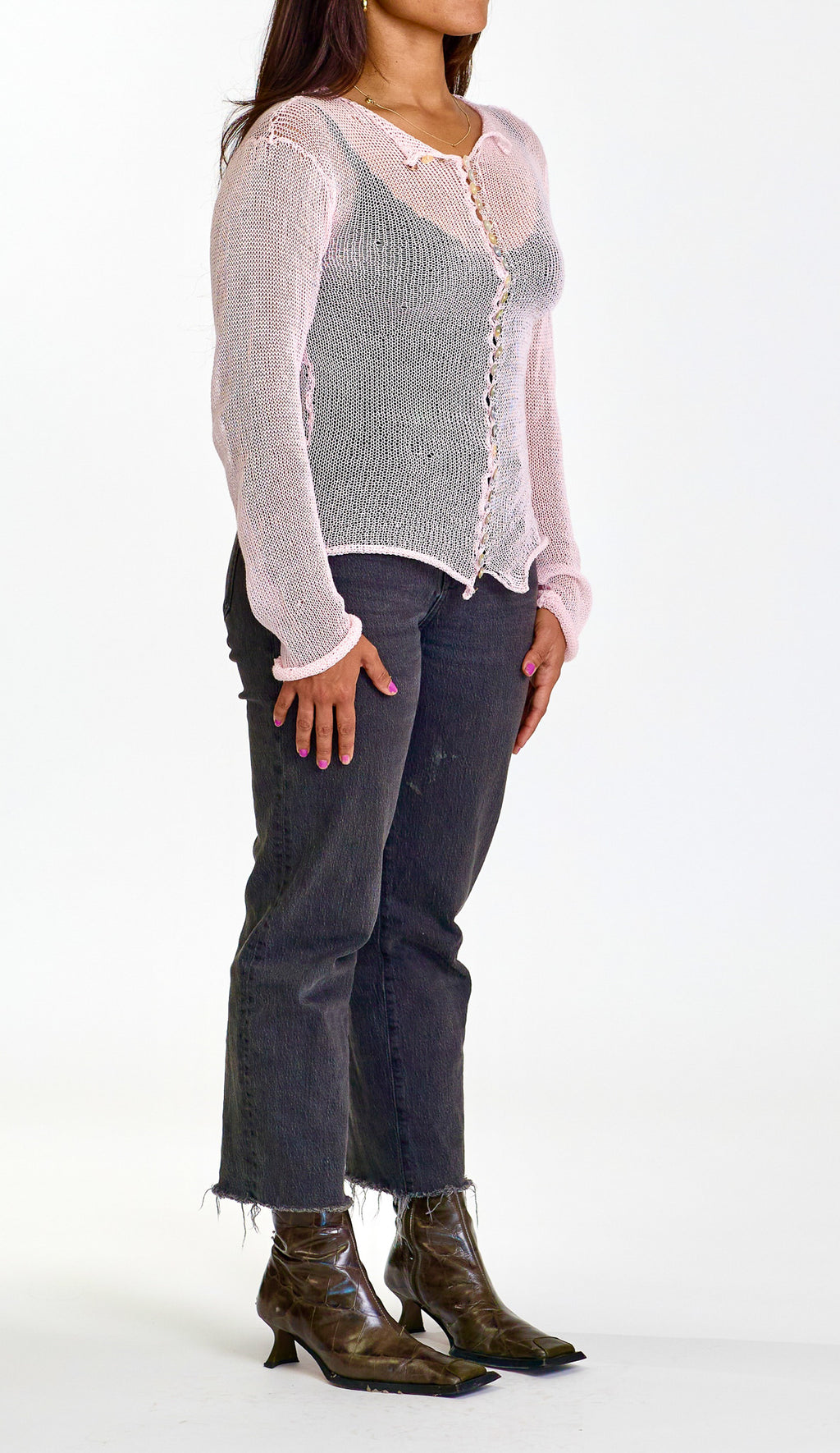 SHEER CARDIGAN - PINK