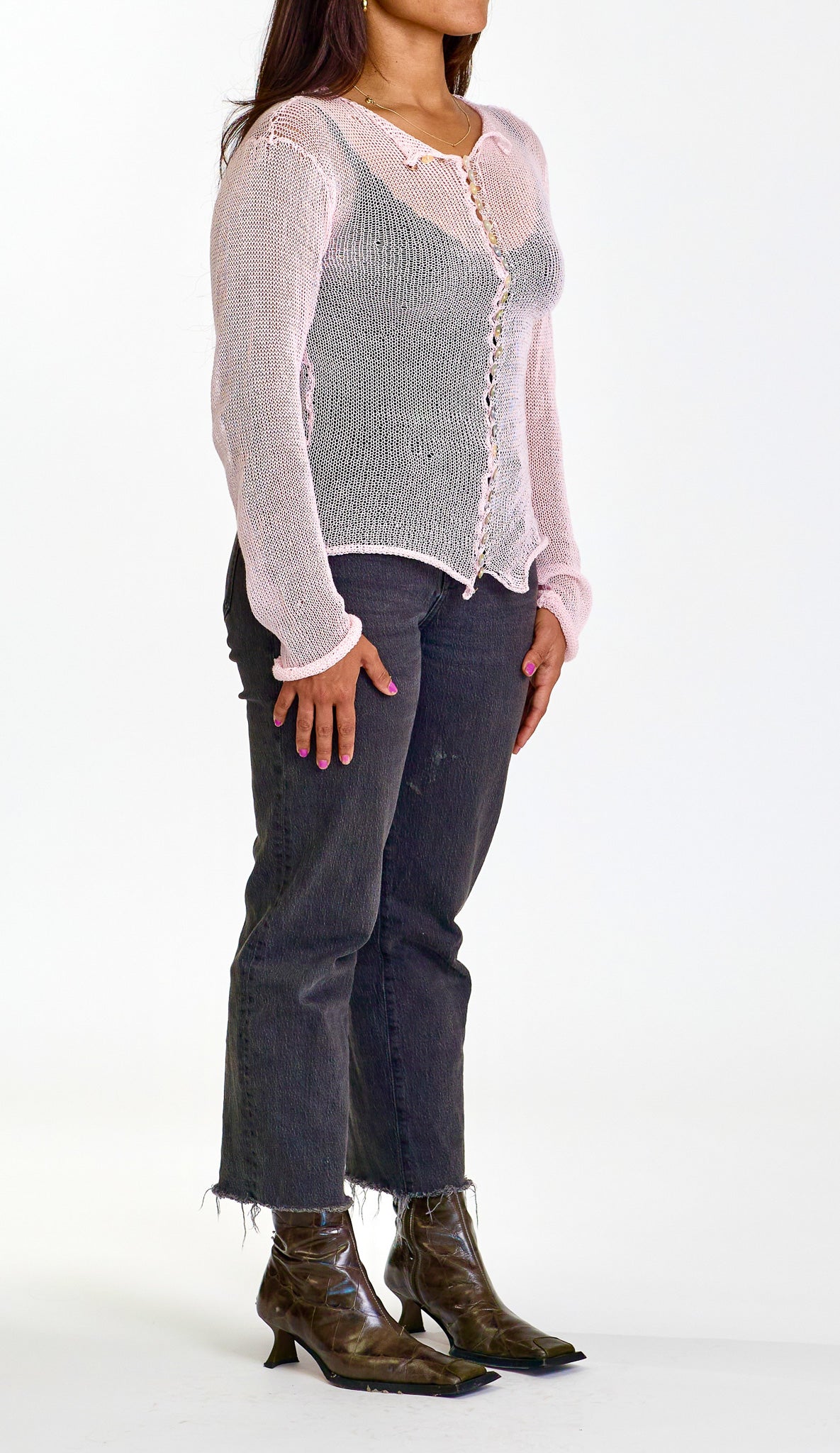 SHEER CARDIGAN - PINK